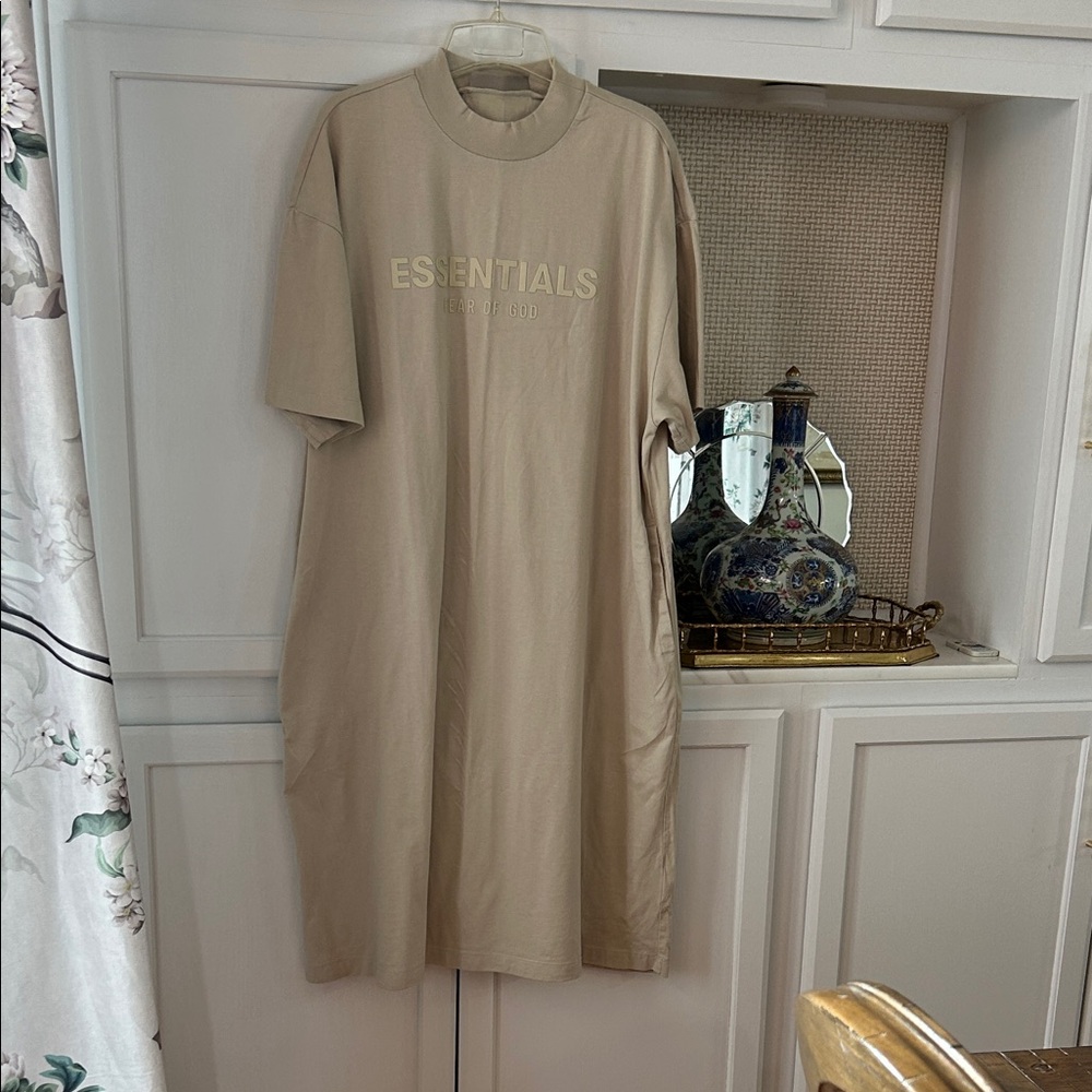 Essentials Beige Midi Dress with Logo